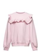 Kogofelia L/S Frill O-Neck Bo Swt Tops Sweatshirts & Hoodies Sweatshirts Pink Kids Only