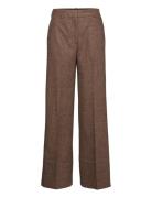 Juno Herringb Wool Trousers Bottoms Trousers Suitpants Brown Wood Wood