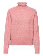 Ruffled High-Neck Lurex Pullover Tops Knitwear Turtleneck Pink Scotch & Soda