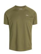 Men Sports T-Shirt/Chest Print Sport T-Kortærmet Skjorte Khaki Green ZEBDIA