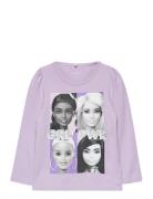 Nmfsemma Barbie Ls Top Sky Tops T-shirts Long-sleeved T-Skjorte Purple Name It