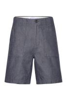 Flint Wide Slub Yarn Shorts - Gots/ Bottoms Shorts Casual Blue Knowledge Cotton Apparel