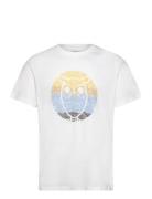 Regular Circled Owl Printed T-Shirt Tops T-Kortærmet Skjorte White Knowledge Cotton Apparel