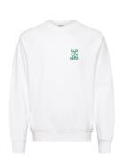 Callan Printed Crew Tops Sweatshirts & Hoodies Sweatshirts White J. Lindeberg