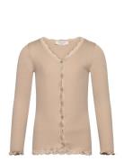 Rkbeatha Ls Cardigan W/ Lace Tops Knitwear Cardigans Beige Rosemunde Kids