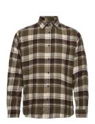 Slhregowen-Flannel Shirt Ls Check Tops Shirts Casual Khaki Green Selected Homme