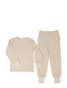 Two Pcs Pyjamas Classic Pyjamassæt Beige Geggamoja