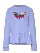 Sequins Volant Sweatshirt Tops Sweatshirts & Hoodies Sweatshirts Blue Tom Tailor