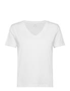 100% Cotton V-Neck T-Shirt Tops T-shirts & Tops Short-sleeved White Mango