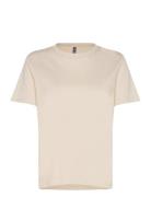 Pcria Ss Solid Tee Jrs Noos Bc Tops T-shirts & Tops Short-sleeved Beige Pieces