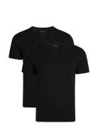 2-Pack Men Bamboo V-Neck Undershirt Underwear Night & Loungewear Pyjama Tops Black URBAN QUEST