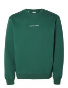 Slhhankie Logo Crew Neck Sweat Noos Tops Sweatshirts & Hoodies Sweatshirts Green Selected Homme