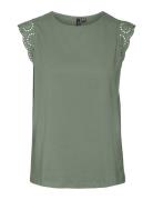 Vmemily Sl Gathering Top Jrs Noos Tops Blouses Sleeveless Green Vero Moda