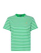 Striped Organic Cotton Crewneck Tee Tops T-shirts & Tops Short-sleeved Green Polo Ralph Lauren