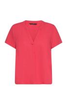 Vmmymilo Ss V-Neck Top Wvn Ga Tops T-shirts & Tops Short-sleeved Coral Vero Moda