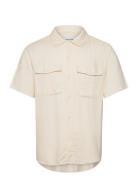 Onskari Ss Shirt Visc Lin 0075 Cs Tops Shirts Short-sleeved Cream ONLY & SONS