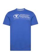 Printed Crewneck T-Shirt Tops T-Kortærmet Skjorte Blue Tom Tailor