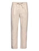 Fig Loose Linen Look Pants - Gots/V Bottoms Trousers Casual Beige Knowledge Cotton Apparel