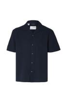 Slhrelaxsun Shirt Ss Resort Tops Shirts Short-sleeved Navy Selected Homme