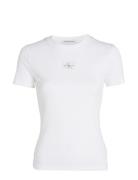 Woven Label Rib Baby Tee Tops T-shirts & Tops Short-sleeved White Calvin Klein Jeans