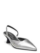 Kaila Glam Shoes Heels Pumps Sling Backs Silver Pavement