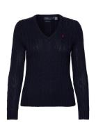 Cable-Knit Cotton V-Neck Sweater Tops Knitwear Jumpers Blue Polo Ralph Lauren