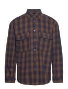 Slhloosemason-Flannel Overshirt Noos Tops Shirts Casual Brown Selected Homme