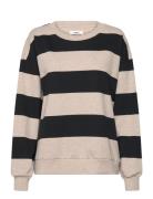 Airy Sweat Stripe Denver Sweatshirt Tops Sweatshirts & Hoodies Sweatshirts Beige Mads Nørgaard