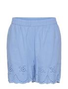 Pcalmina Mw Embroidery Shorts Bc Bottoms Shorts Casual Shorts Blue Pieces