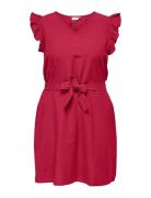 Carjupiter Life S/L Frill Abk Dress Wvn Kort Kjole Red ONLY Carmakoma