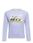 Photoprint Longsleeve Tops T-shirts Long-sleeved T-Skjorte Blue Tom Tailor