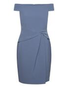 Crepe Off-The-Shoulder Cocktail Dress Kort Kjole Blue Lauren Ralph Lauren