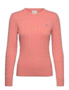 Stretch Cotton Cable C-Neck Tops Knitwear Jumpers Coral GANT