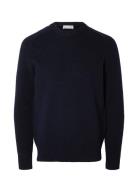 Slhrai Ls Knit Crew Neck W Tops Knitwear Round Necks Navy Selected Homme