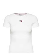 Tjw Slim Badge Rib Tee Tops T-shirts & Tops Short-sleeved White Tommy Jeans