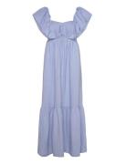 Emilie Frill Detailed Linen Blend Maxi Dress Maxikjole Festkjole Blue Malina