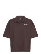 Linear Heritage French Terry Collared Shirt Sport T-shirts & Tops Polos Brown New Balance
