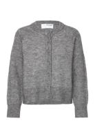 Slfrena Ls Knit Cardigan Camp Tops Knitwear Cardigans Grey Selected Femme