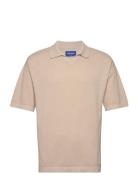 Jorlinen Blend Knit Ss Polo Sn Tops Knitwear Short Sleeve Knitted Polos Beige Jack & J S