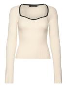 Contrast Knitted Top Tops T-shirts & Tops Long-sleeved Cream Gina Tricot