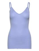 Silk Strap Top W/ Elastic Band Tops T-shirts & Tops Sleeveless Blue Rosemunde