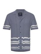 Anf Mens Sweaters Tops Knitwear Short Sleeve Knitted Polos Blue Abercrombie & Fitch