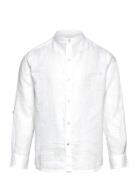 Regular-Fit Mao-Collar Linen Shirt Tops Shirts Long-sleeved Shirts White Mango