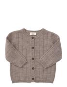 Merino Knitted Cardigan W. Wide Rib Tops Knitwear Cardigans Brown Copenhagen Colors