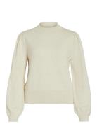 Viril Turtle-Nk Balloon L/S Top - Noos Tops Knitwear Turtleneck Beige Vila