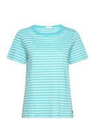T-Shirt With Stripes - Mid Sleeve Tops T-shirts & Tops Short-sleeved Blue Coster Copenhagen