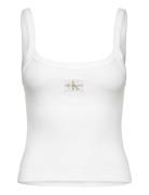 Woven Label Rib Tank Tops T-shirts & Tops Sleeveless White Calvin Klein Jeans