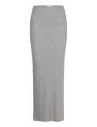 Perla Grey Melange Skirt Lang Nederdel Grey ALOHAS