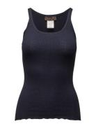 Silk Top W/ Elastic Band Tops T-shirts & Tops Sleeveless Navy Rosemunde