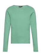 Nlfdida Ls Short Uneven Neck Top Tops T-shirts Long-sleeved T-Skjorte Green LMTD